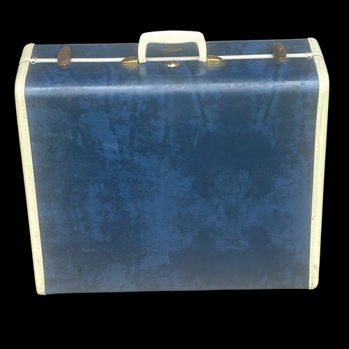 Vintage Samsonite Blue Marble Suitcase Suitcase Key Hangers 50s 21”