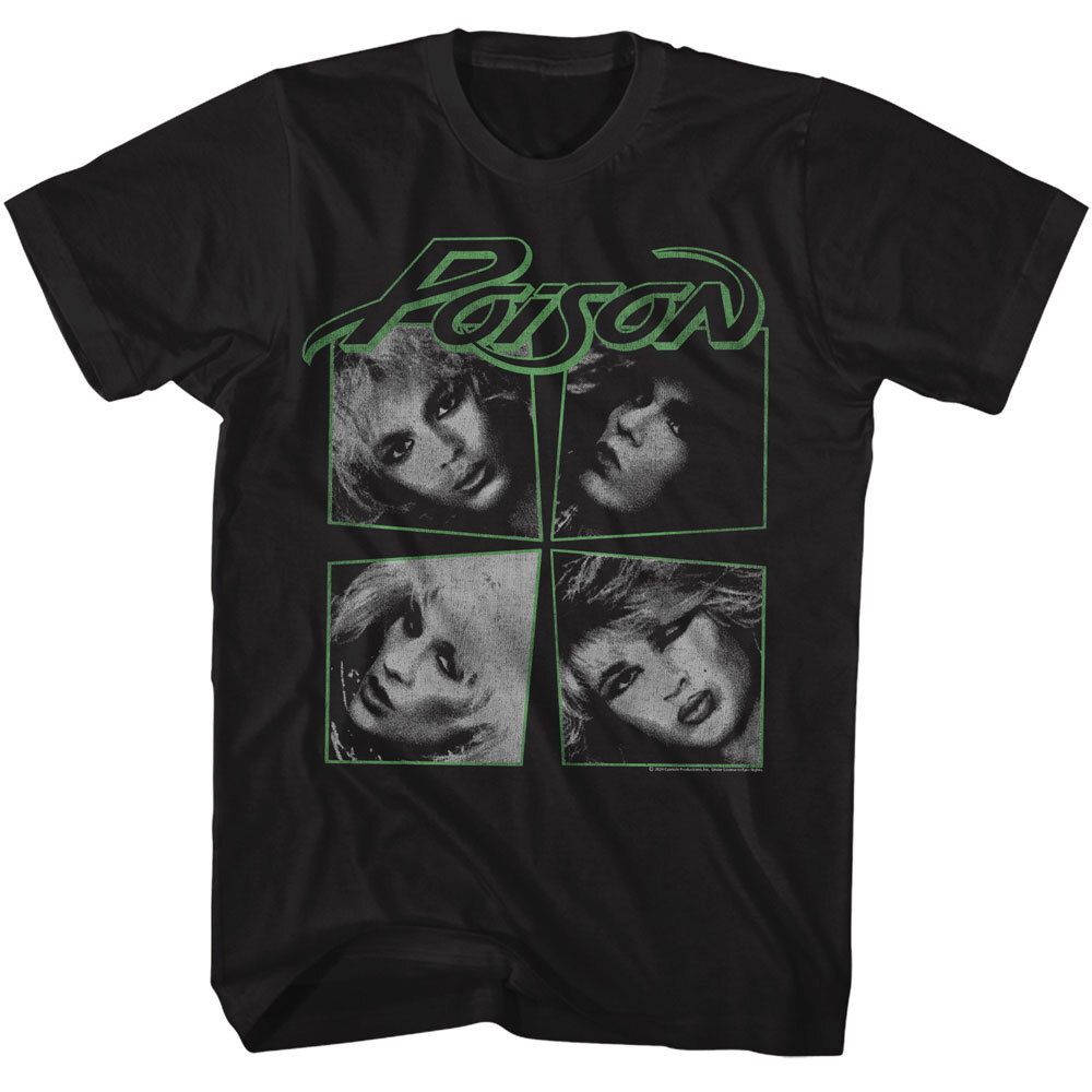 POISON 80s Retro T-Shirt Heavy Metal Music Band Photos New