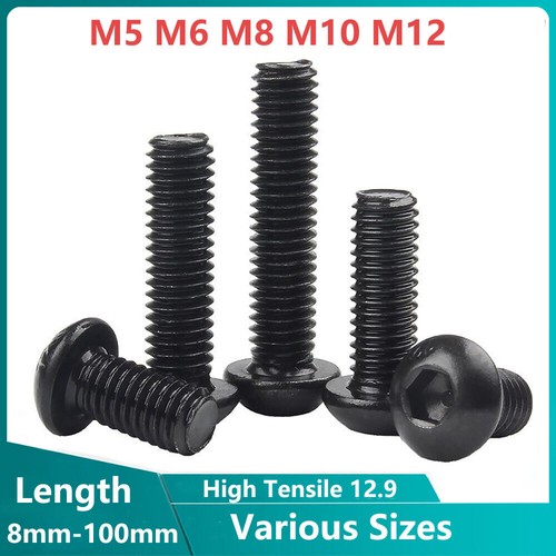 Button Head Allen Bolt Black Socket Screws High Tensile 12.9 M5 M6 M8 M10 M12 - Picture 3 of 12