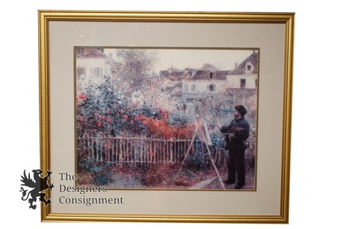 Vintage Monet Framed Impressionist Print Portrait W/ Flowers Cityscape - 第 1/10 張圖片