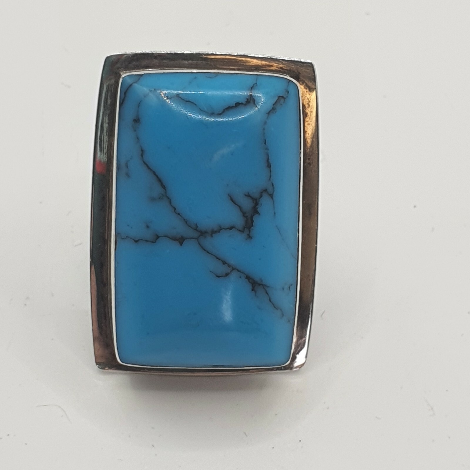Photo 10 of Sterling Silver Faux Turquoise Ring, Large Size, Uk Ring Size L , R157