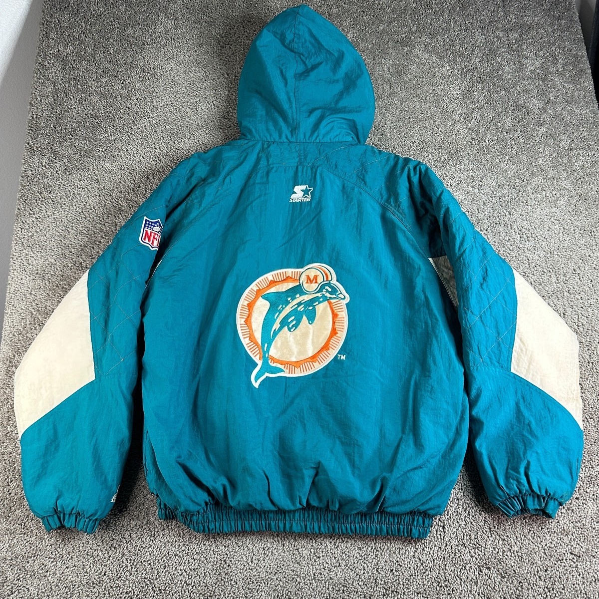 VINTAGE Miami Dolphins Starter Jacket Mens Extra Large Geen Orange