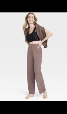 All In Motion Brown Elastic Waist  High Rise Straight Leg Track Pants Size XXL