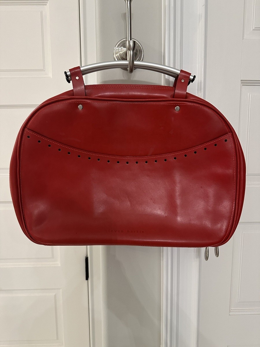 Steven Harkin Red Leather Handbag Italian Handmade Retro Modern
