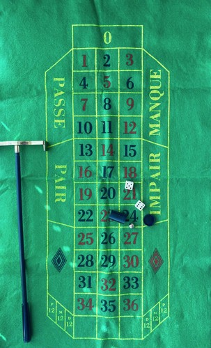 Mini Roulette, gioco da tavolo, base in panno verde a libera installazione, raro - Imagen 3 de 4