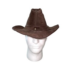 Handmade Cowboy Hat Vintage Mens Size Small Stamped Leather Western Brown Suede