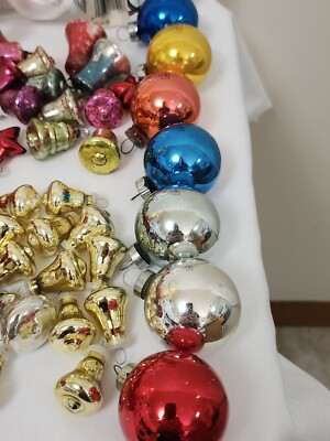 Vintage Christmas Ornaments Lot Mercury West German,Bradford,Satin