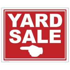YARD SALE  LEFT  Plastic Outdoor YARD SIGN Staked Standup Standee Garage Sale