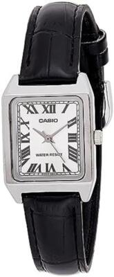 Women's White Dial Black Leather Band Day Analog Casio Watch LTP-V007L-7B1UDF