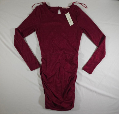 NWT Francesca's Mi ami Women s Ruby Red Metalic Sparkle Bodycon Dress Size Small
