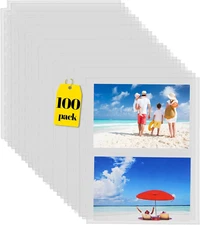 Sooez 100 Pack Heavy Duty Photos or Postcards Page Protectors, Plastic Clear Pho