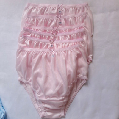 6 Pink Underwear Women Nylon Panties Silky Light Soft High Waist 24''-28'' Size S