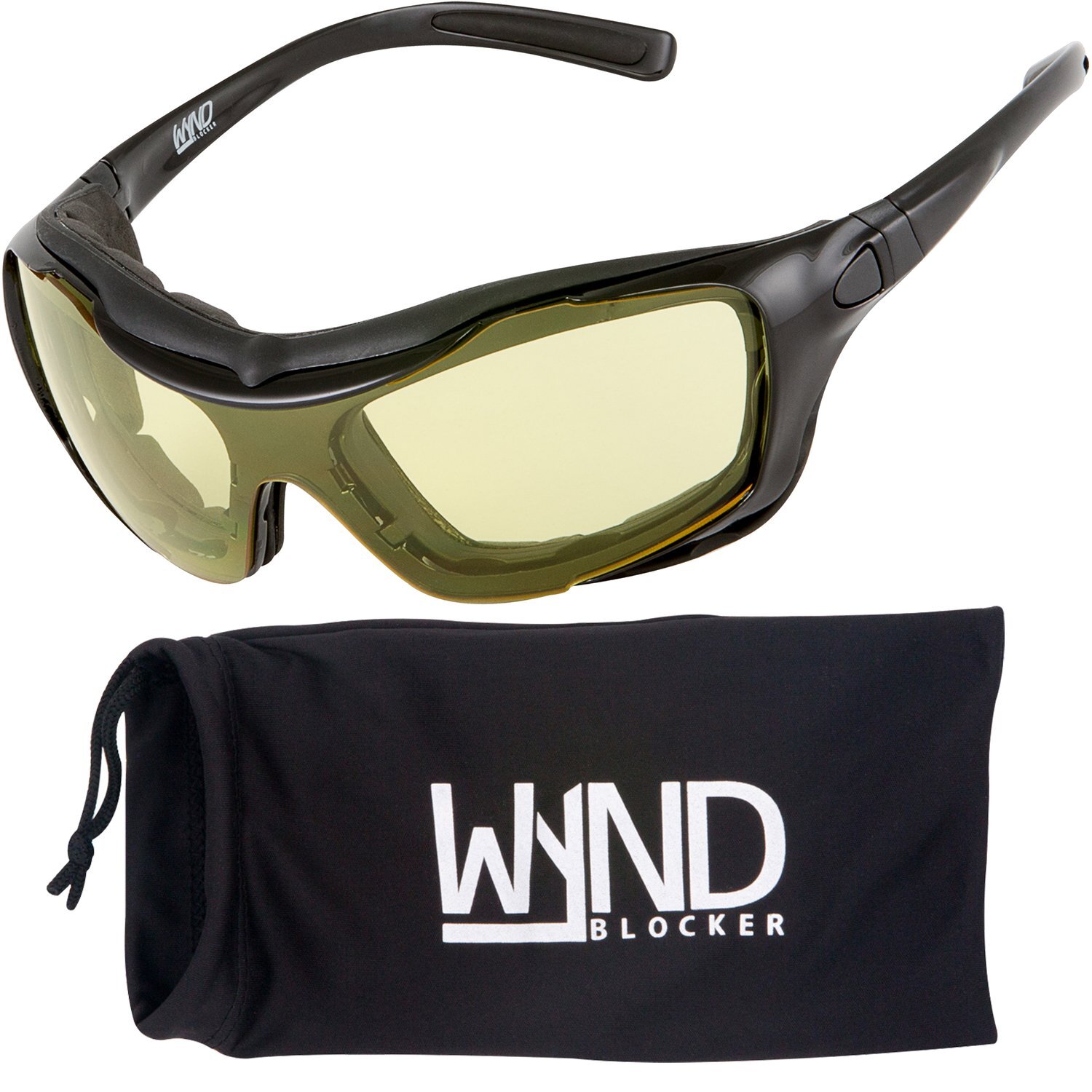 Large Motorcycle Riding Glasses Extreme Sports Wrap Sunglasses, Black, Yellow...