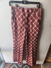 Vintage Womens Permanent Press Plaid Pants Small Size