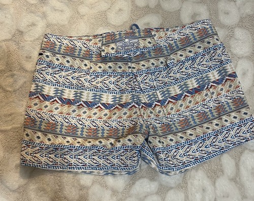 Just Bones Board Shorts Girls Size 14 Aztec Blue Adjustable Waist Swim Trunks - Picture 2 of 5