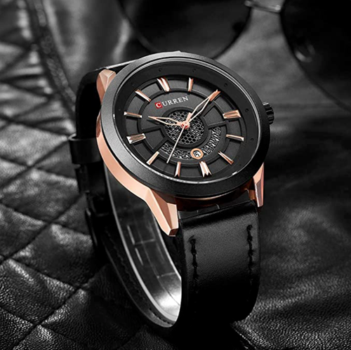 Orologio da Uomo in Acciaio Inox e Pelle Raffinato di Marca Color Nero e Oro  | eBay