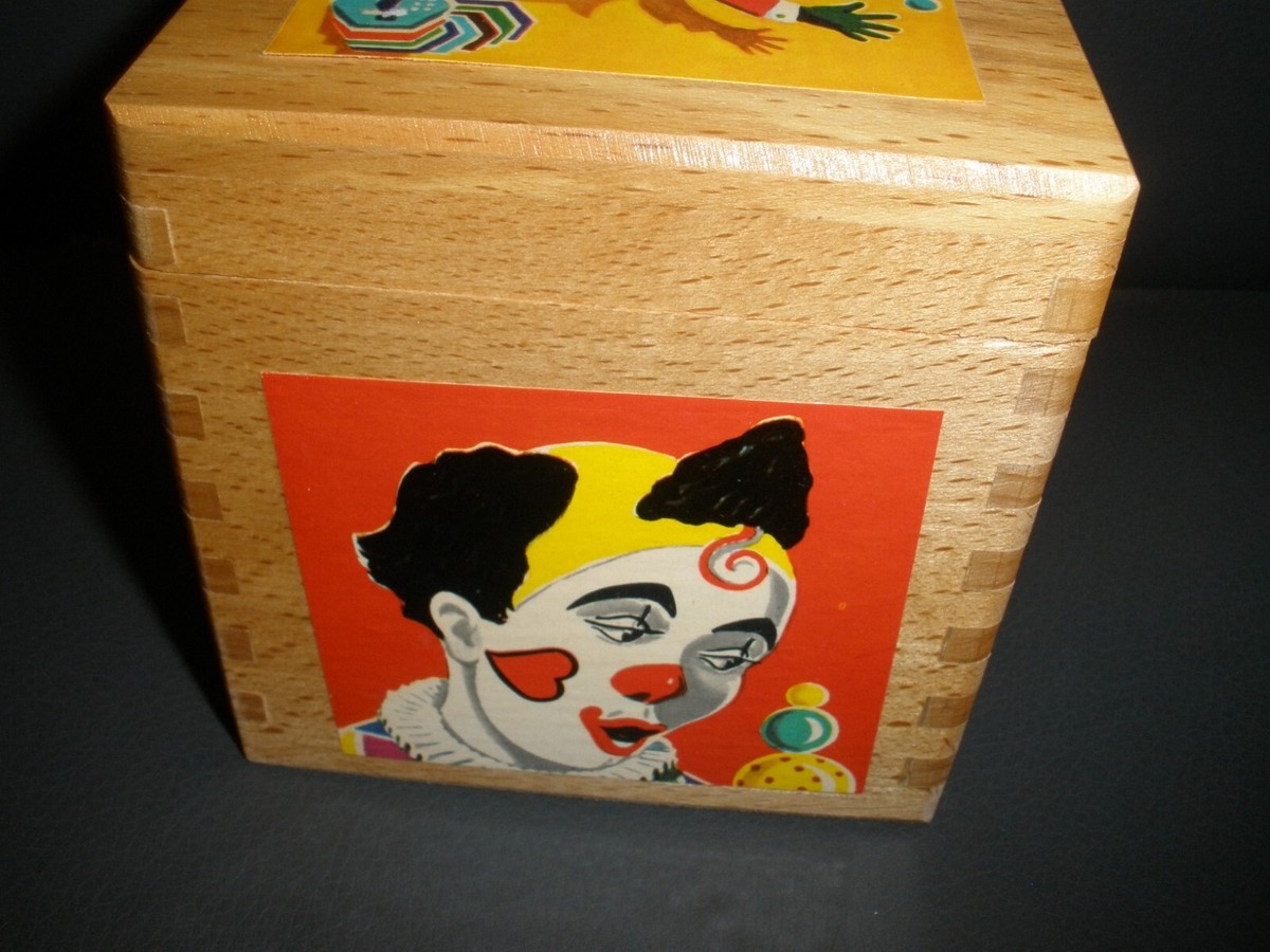 VTG Clown Jack-in-the-Box Wooden Box 8344 Egglham Made In