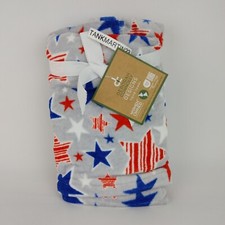 Set of 2 Deborah Connolly Hand Towels Gray with Red White Blue Stars Terry Cloth