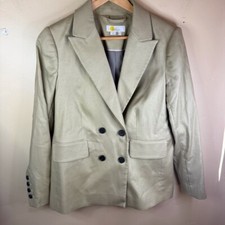 Boden Womens Beige Double Breasted Lined Blazer Size 2R Preppy Career Office