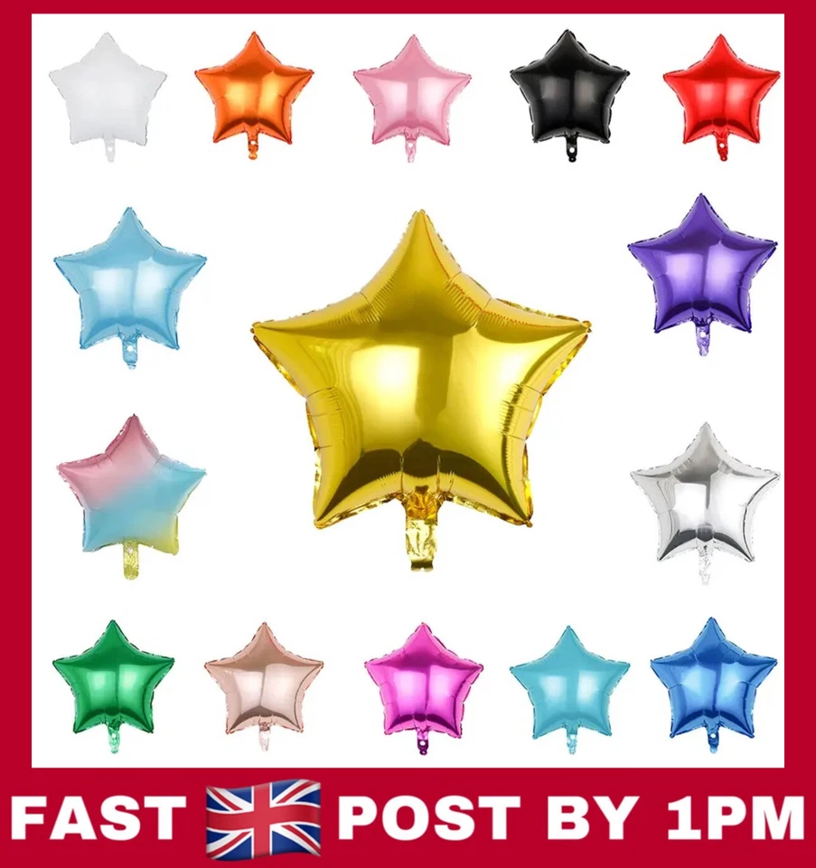 5 фольгированных воздушных шаров в форме звезды 18 дюймов для вечеринки свадьбы дня рождения поплавок с гелием - Изображение 2 из 4