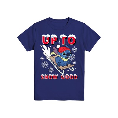 Stitch Up To Snow Good, Boys Graphic T-Shirt Blue 2XL