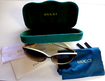GUCCI SUNGLASSES WITH CASE CHOCOLATE/CREAM GOLD ARMS GG1719 GUCCI SUNGLASSES WITH CASE CHOCOLATE/CREAM GOLD ARMS GG1719