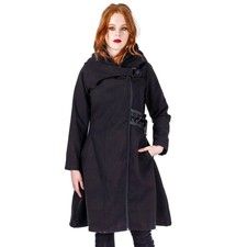 Poizen Industries Crypt Coat Black Ladies Goth Emo Punk Alternative Lace Tie Up