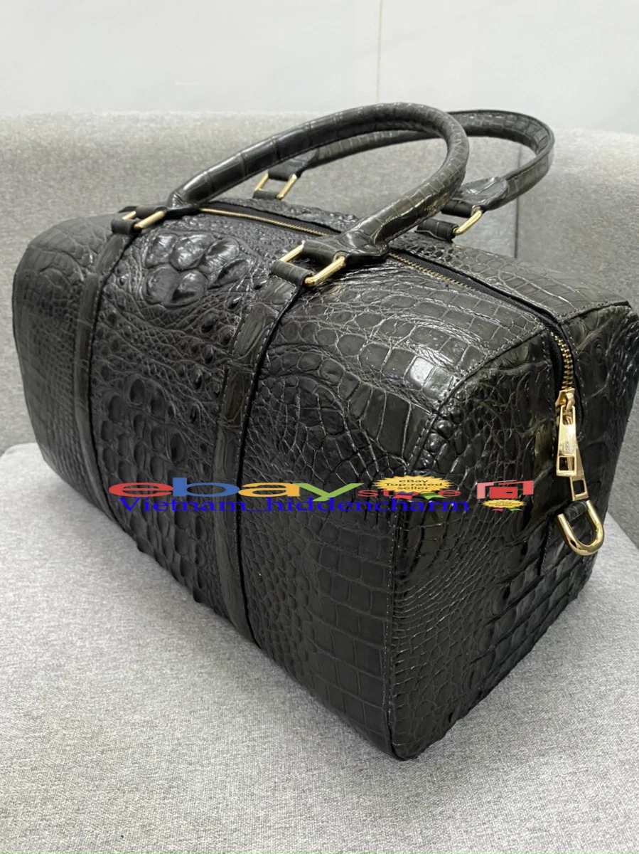 Crocodile Leather Travel Weekender Overnight Duffel Bag