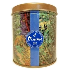 Vintage1996 Olive Can Co Van Gogh Art Tin Container Canister 4" Museum Masters