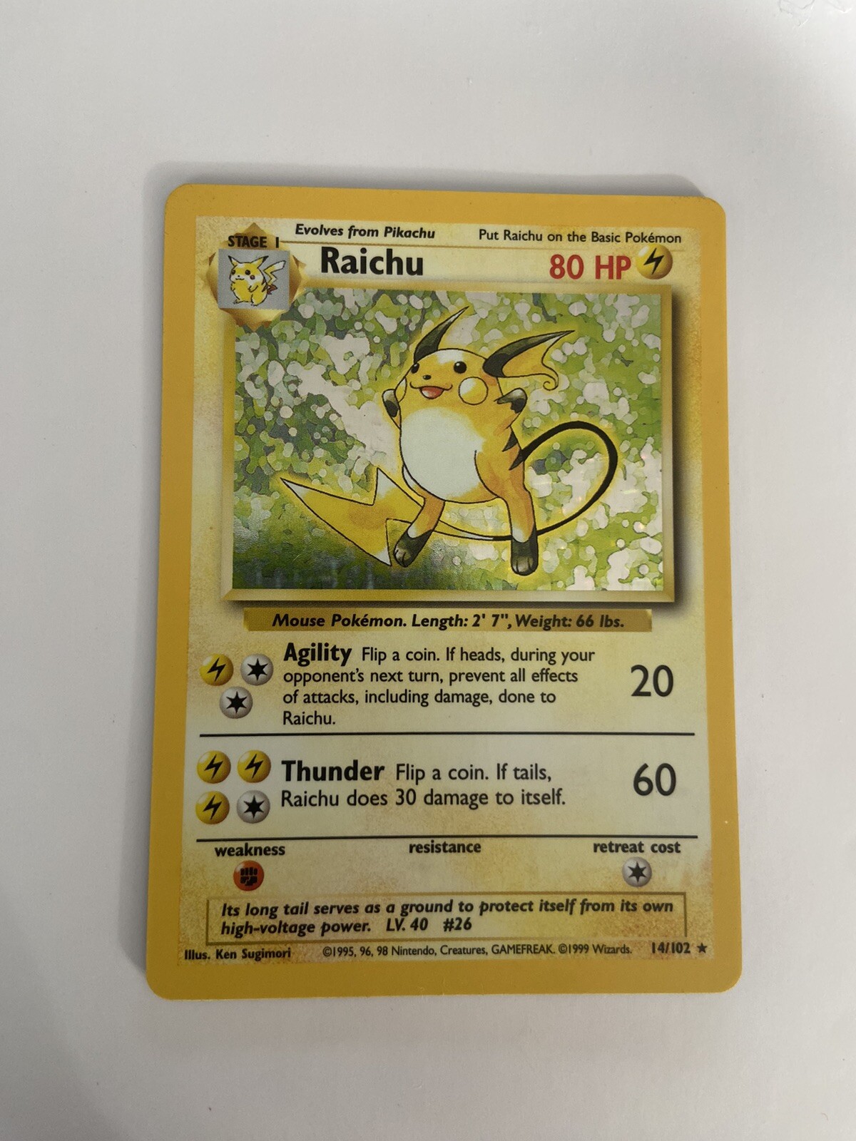 Pokémon TCG Raichu Base Set 14/102 Holo Unlimited Holo Rare