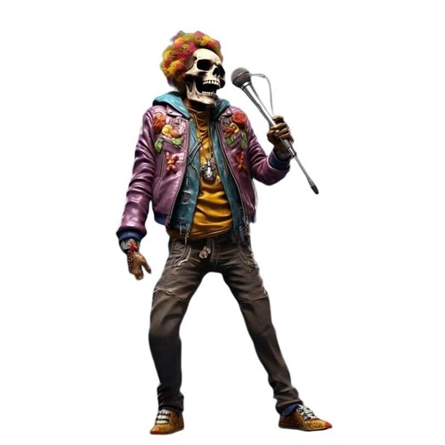 Unique Funny Resin Skeleton Decor Day Of The Dead Statue Rock Band Figurine - Picture 13 of 16