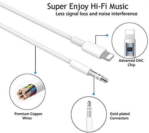 Iphone Aux Cord For Car, Apple Mfi Certified Lightning To 3.5 Mm Headpho - Afbeelding 2 van 7