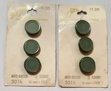 Lot of 6 VTG Le Chic Medium Green Iridescent Matt Center Shank Buttons 5/8" NEW