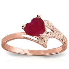 Brand New 1 Carat 14K Solid Rose Gold Loveheart Ruby Ring