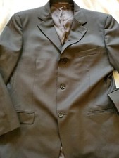 Ermenegildo Zegna Mens Black Solid Front Three Button Blazer Suit Jacket Sz 52R