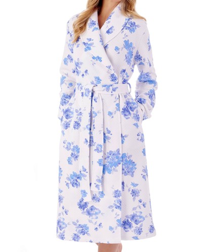 Dressing Gown Wrap Slenderella Ladies Floral Mock Quilt Bath Robe Housecoat - Picture 14 of 25
