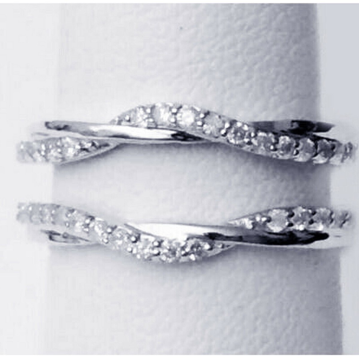 White Round Moissanite Wrap Enhancer Band Ring Solid 935