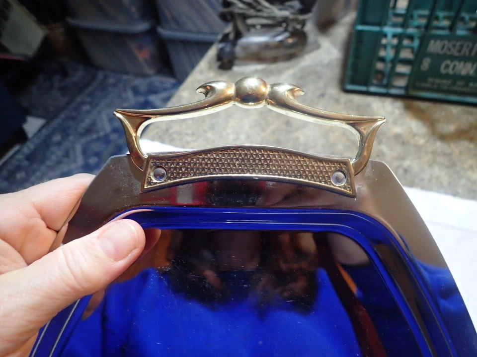 Vintage KROMEX Chrome Serving Tray Handled Platter  Decor 16.75" x 9.25" - Image 4 of 4