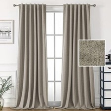 100 Blackout Linen Look Curtains for 52"W x 96"L Pack of 2 Heather Taupe