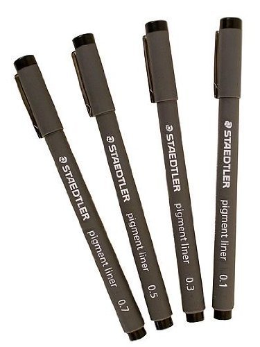 4 - STAEDTLER Pigment Liner Sketch Pens - Assorted Tips - Archival - Acid Free