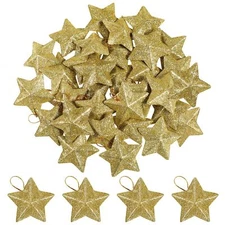 MAGICLULU 30 Pcs Mini Gold Glitter Star Hanging Ornaments Five Pointed Star D...