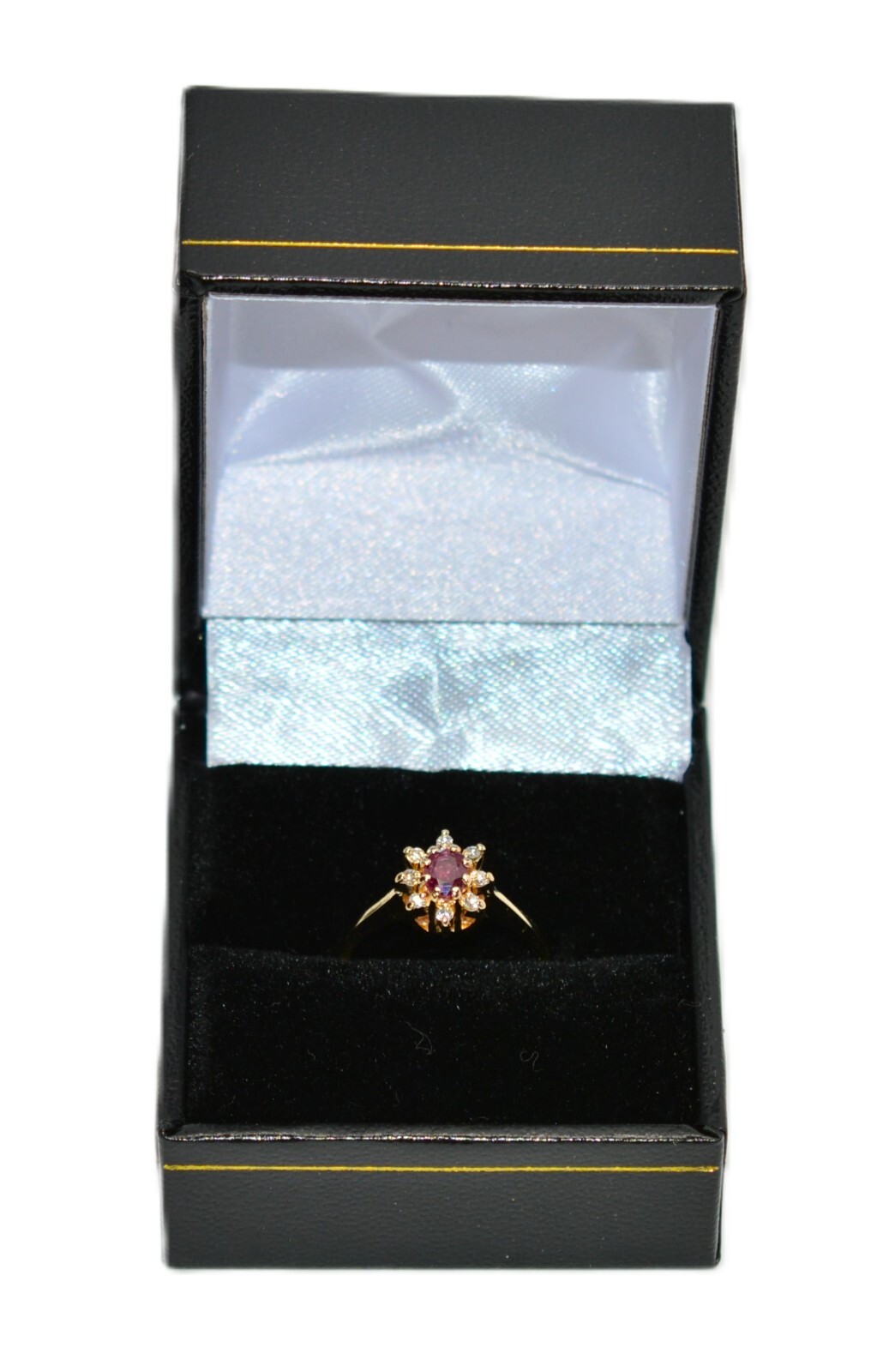 Natural Ruby & Diamond Ring 14K Solid Gold .29tcw… - image 12