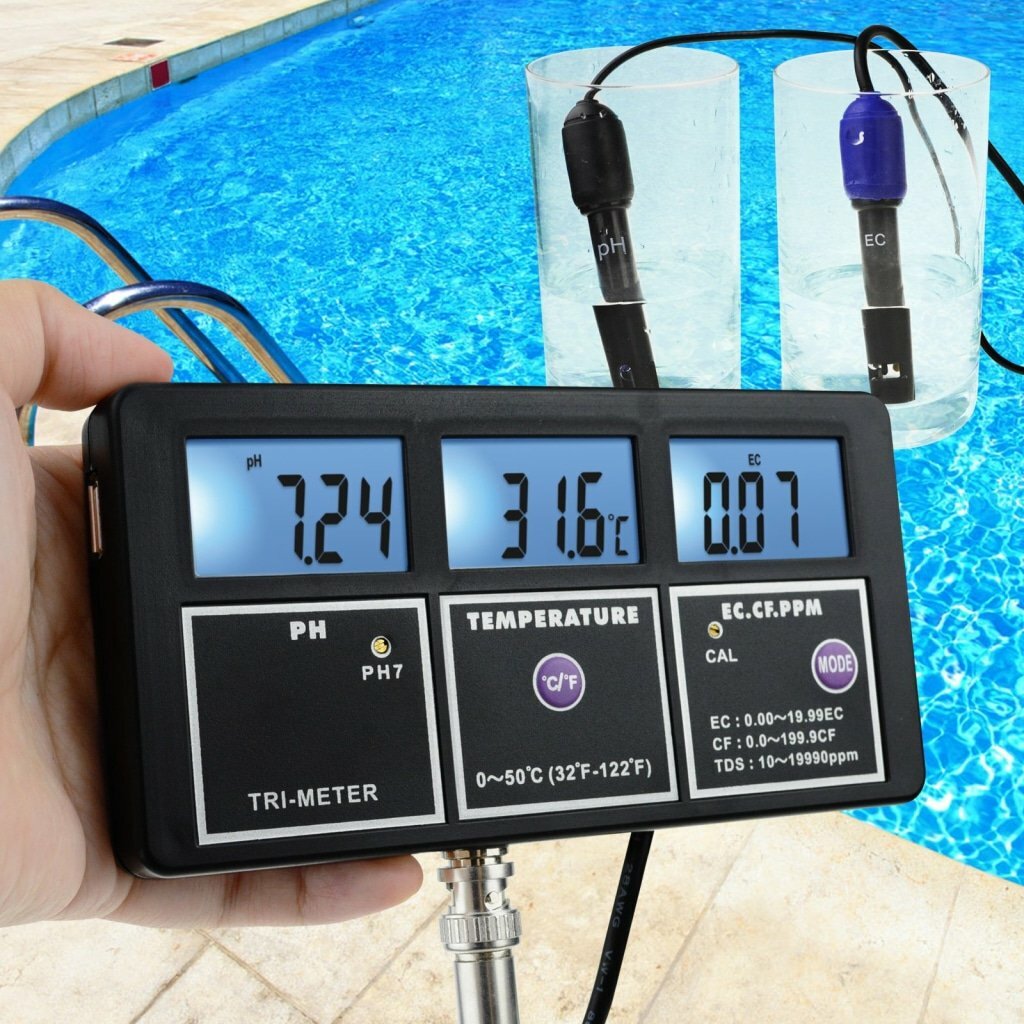 5-in-1 Wasserqualitätstester PH EC TDS Temperatur - Wiederaufladbar Mit Wandhalterung