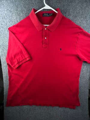Polo Ralph Lauren Mens Red Polo Shirt - Size 2XLT Short Sleeve