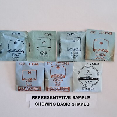 GRUEN CRYSTAL early models NOS GS Acrylic flat bezel (CF, CQ, CS, CT,CW, CX, CY)
