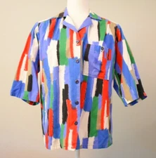 Vintage 90s Tumbleweeds Button-down T-shirt Abstract Colorful Medium