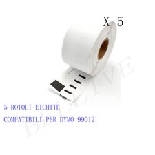 5 ROTOLI Etichette Compatibili per DYMO 99012 89mmX36mm LABELWRITER 400 450