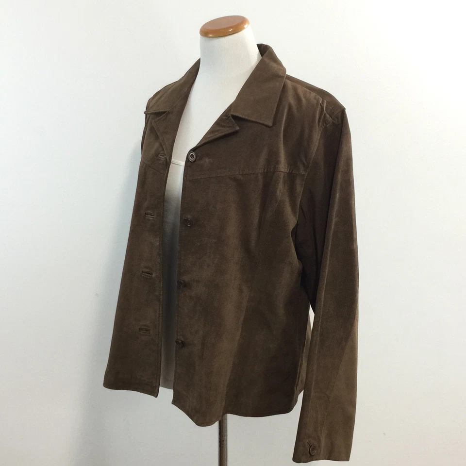 Van Heusen Womens Sz XL Brown Suede Shirt Style Jacket Fully Lined Great Look XL - Image 4 of 4