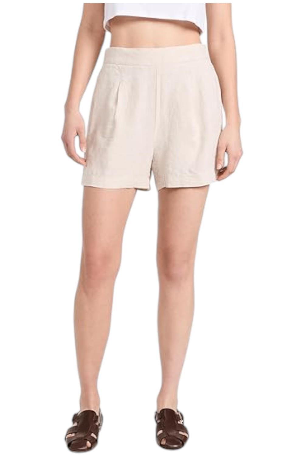 Madewell Women's Flat Front Linen Shorts Beige