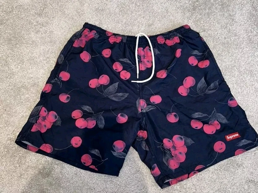 SS19 Supreme Nylon Wasser Kurz Schwarz Kirsche Schwimmen Shorts Größe S KLEIN